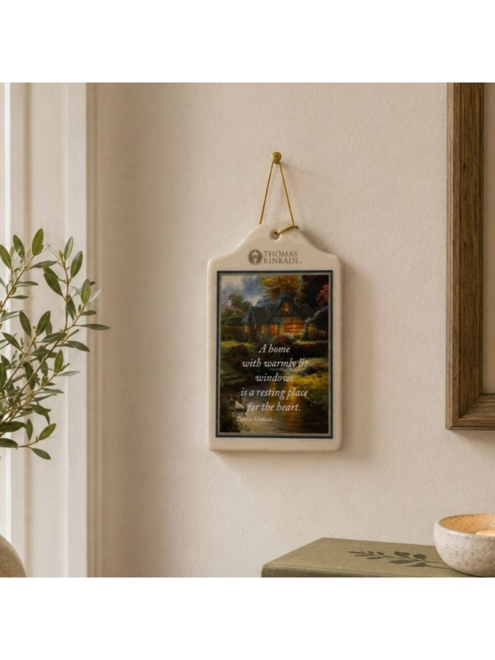 Thomas Kinkade Stillwater Cottage Ceramic Ornament Trivet 2010 5.5 x 3.75 inches
